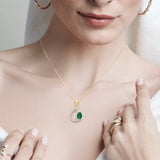 Asymmetric Pear Emerald & Diamond Pendant Emerald
