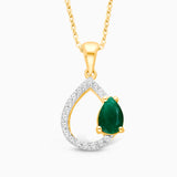 Asymmetric Pear Emerald & Diamond Pendant