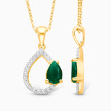 Asymmetric Pear Emerald & Diamond Pendant