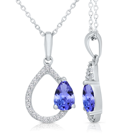 White Gold Tanzanite & Diamond Heirloom Pendant HEIRLOOM