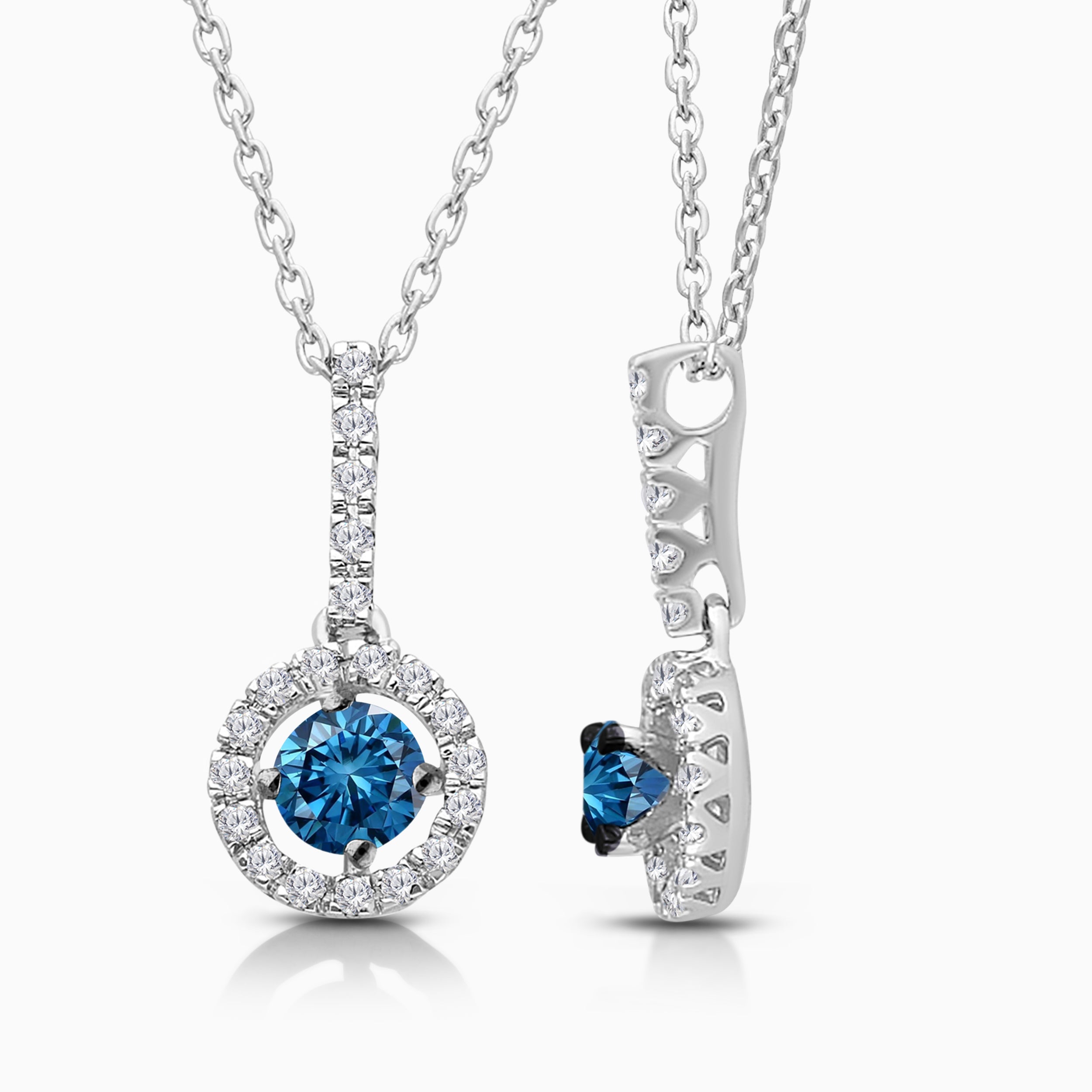 Ring of Diamonds Blue Diamond Necklace