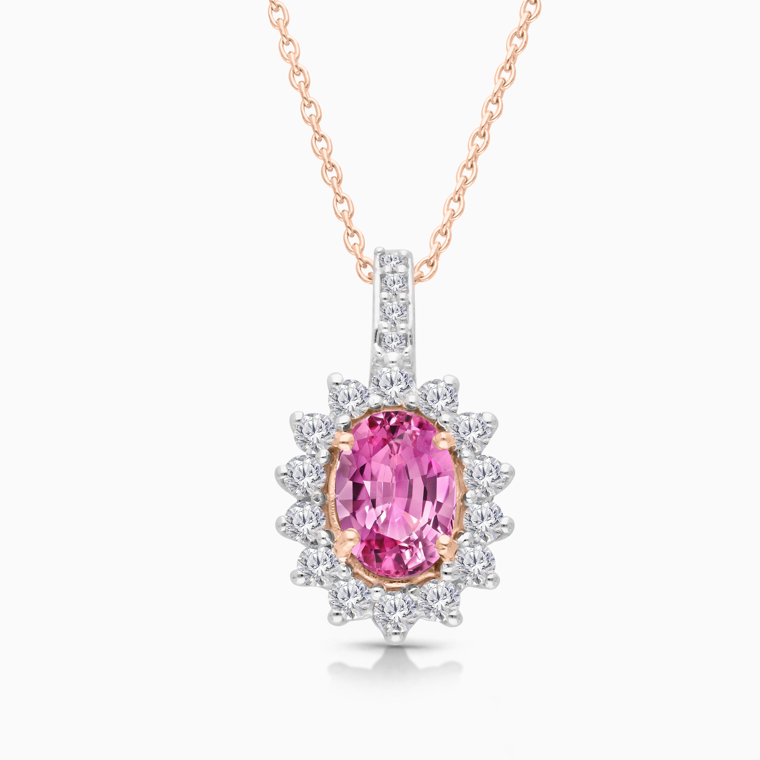 Carnation Pink Sapphire & Diamond Pendant