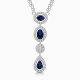 Blue Sapphire & Diamond Drop Necklace