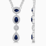 Blue Sapphire & Diamond Drop Necklace