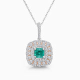Rose & White Gold Colombian Emerald Diamond Pendant