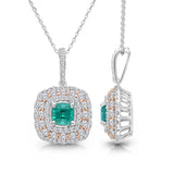 Rose & White Gold Colombian Emerald Diamond Pendant