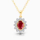 Yellow Gold White Diamond Ruby Pendant