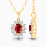 Yellow Gold White Diamond Ruby Pendant
