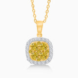 Yellow and White Diamond Mosaic Cushion Pendant