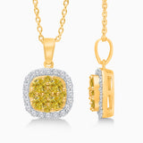 Yellow and White Diamond Mosaic Cushion Pendant