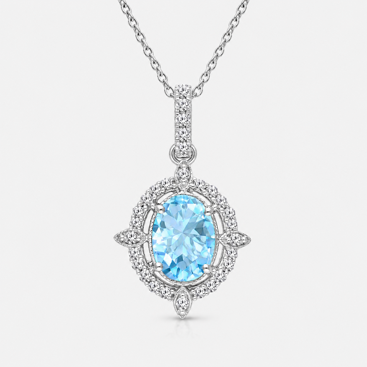 Frosted Compass Aquamarine Necklace KALLATI