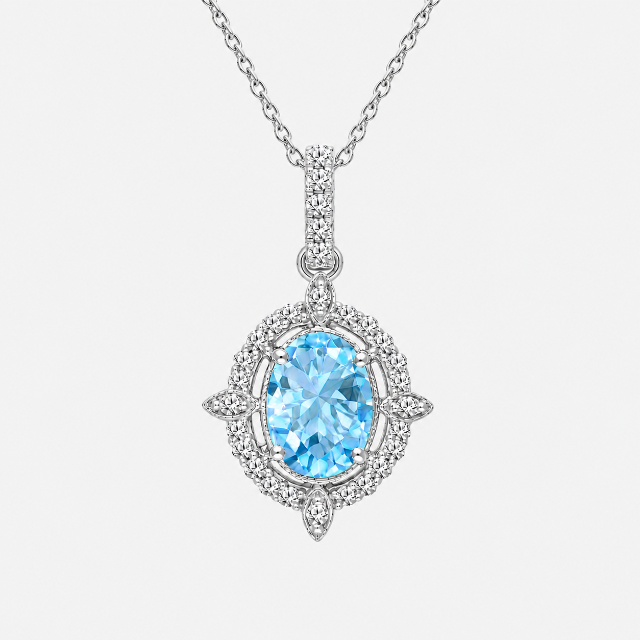 Frosted Compass Aquamarine Necklace KALLATI