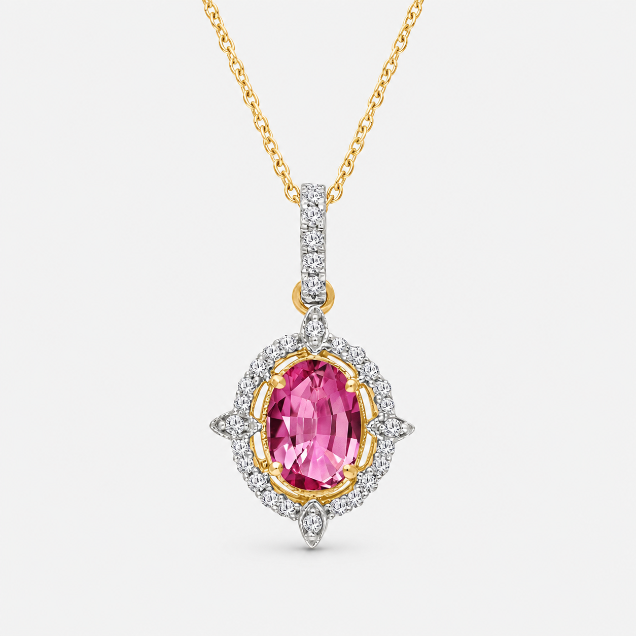 Pink Petal Diamond Pendant Pink Sapphire