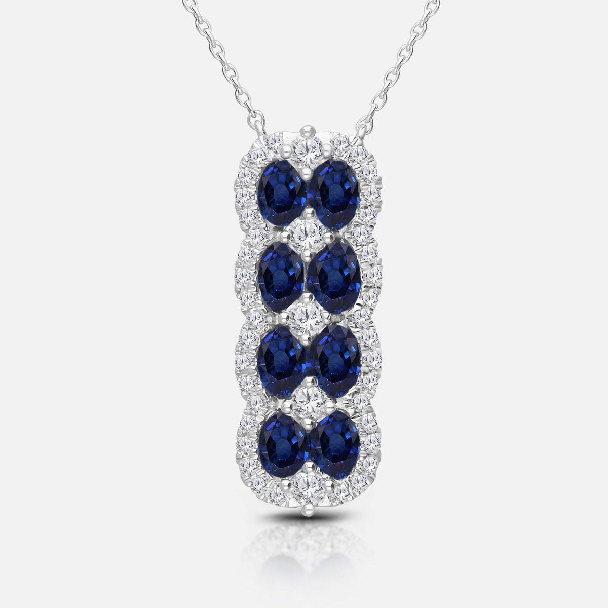 Mirrored Blue Sapphire and Diamond Pendant Blue Sapphire
