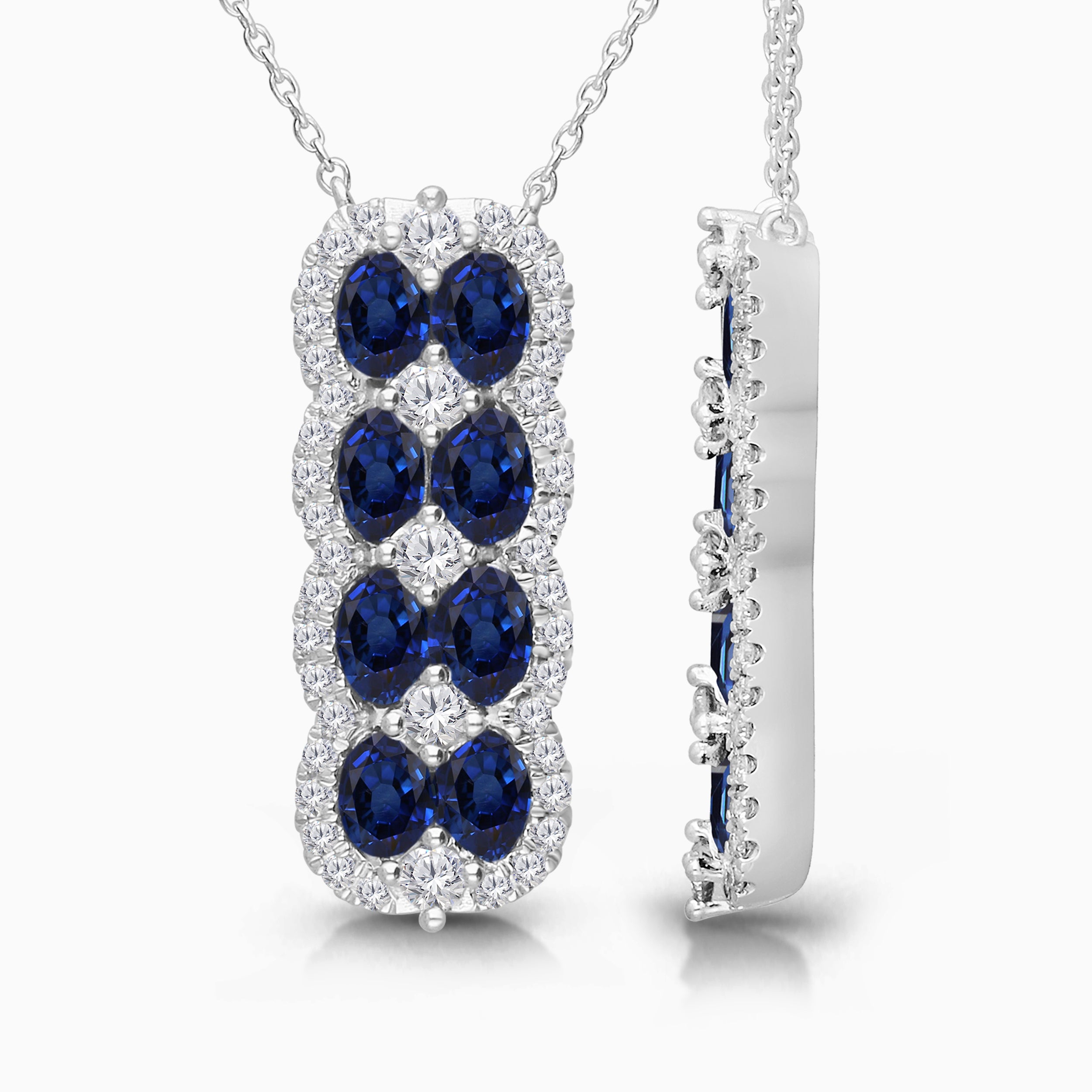Mirrored Blue Sapphire and Diamond Pendant