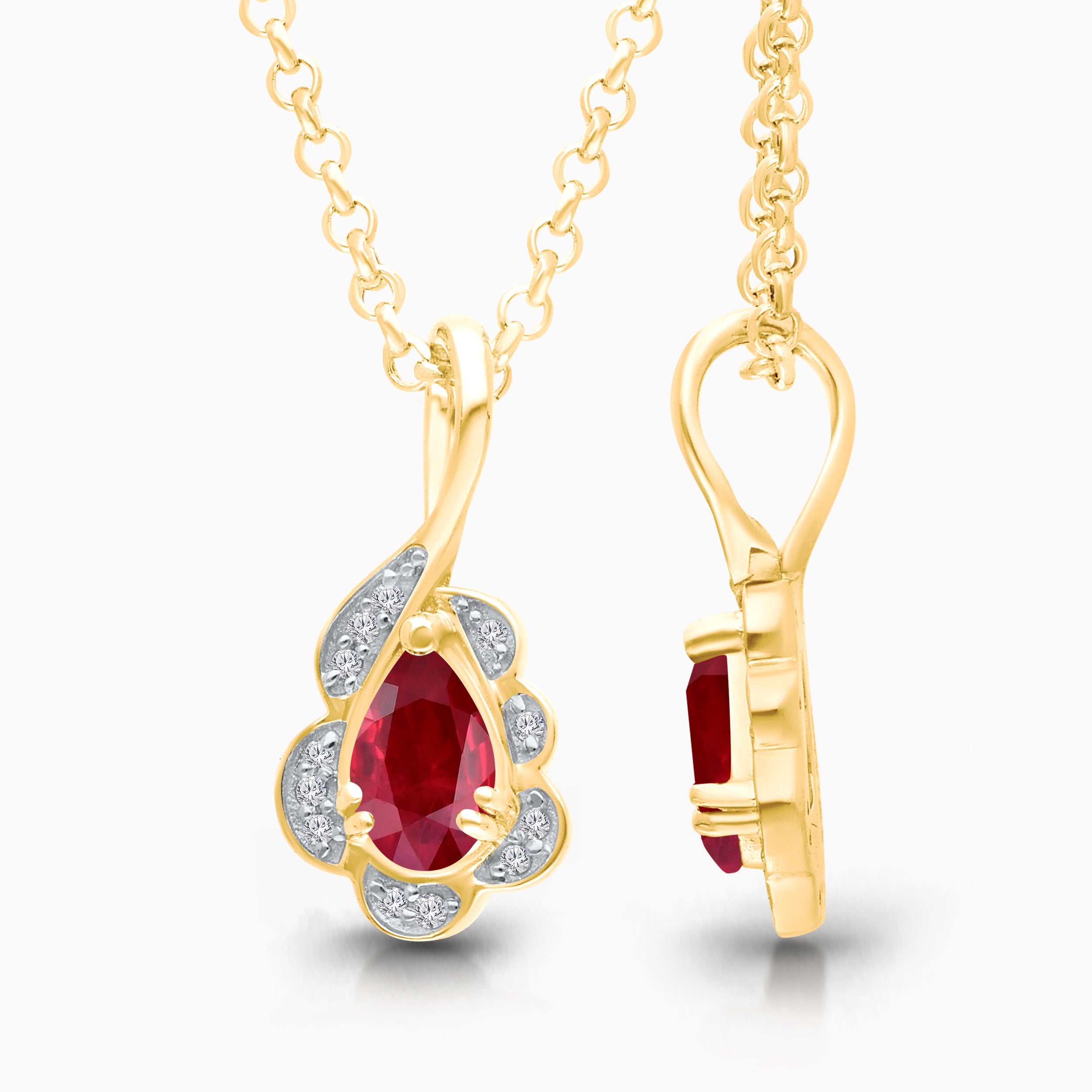 Rose Petal Ruby & Diamond Pendant