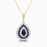 Blue Sapphire and Diamond Teardrop Pendant