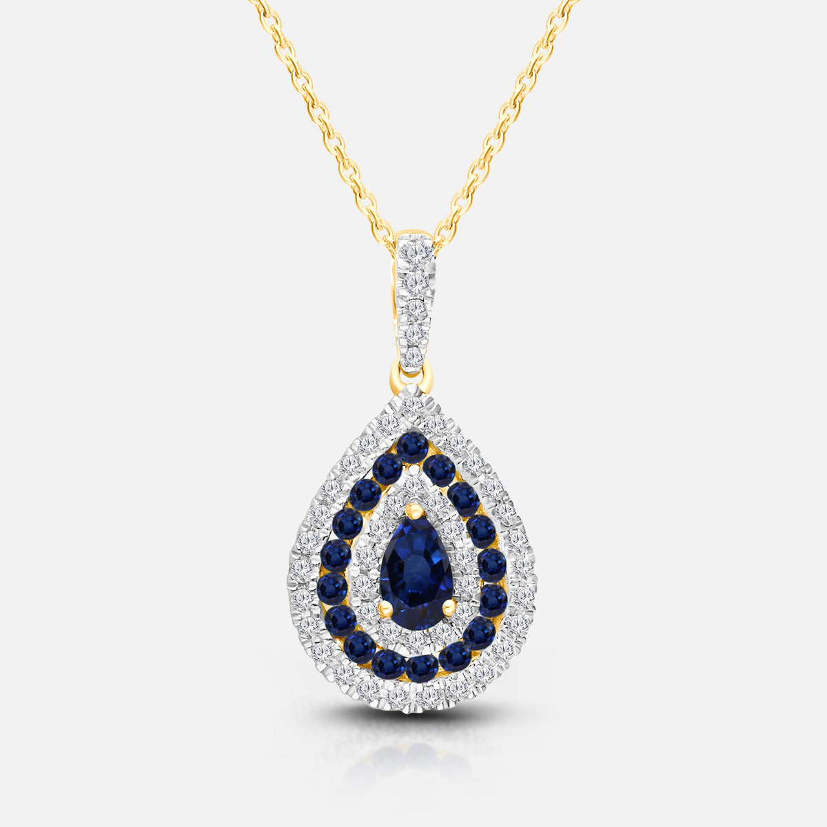 Blue Sapphire and Diamond Teardrop Pendant Blue Sapphire