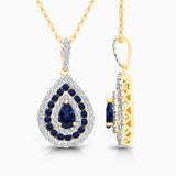 Blue Sapphire and Diamond Teardrop Pendant