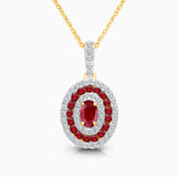 Dual Halo Ruby and Diamond Pendant