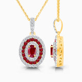 Dual Halo Ruby and Diamond Pendant