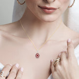 Dual Halo Ruby and Diamond Pendant