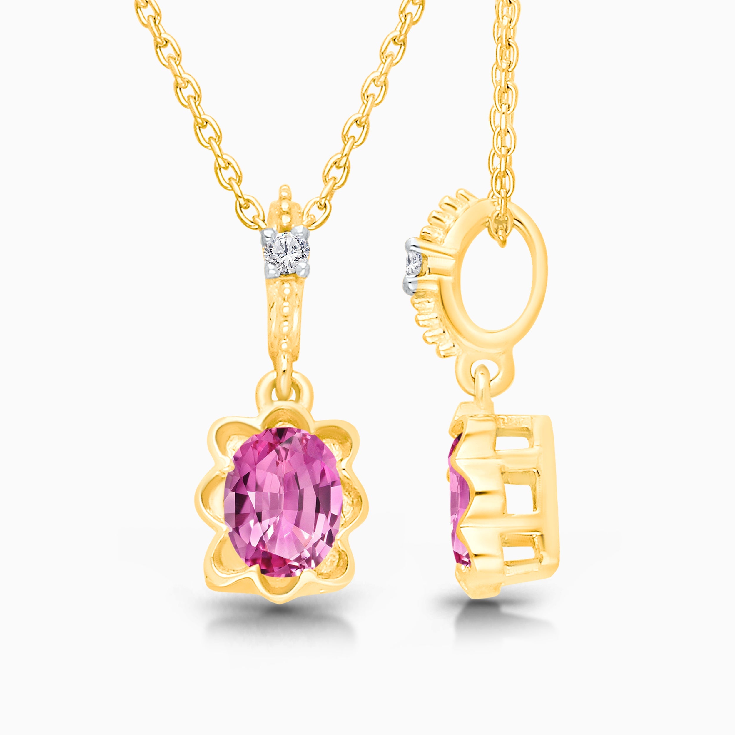 Pink Sapphire Floral Pendant