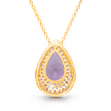 14kt Yellow Gold Multi Sapphire with White Diamond elegance Pendant