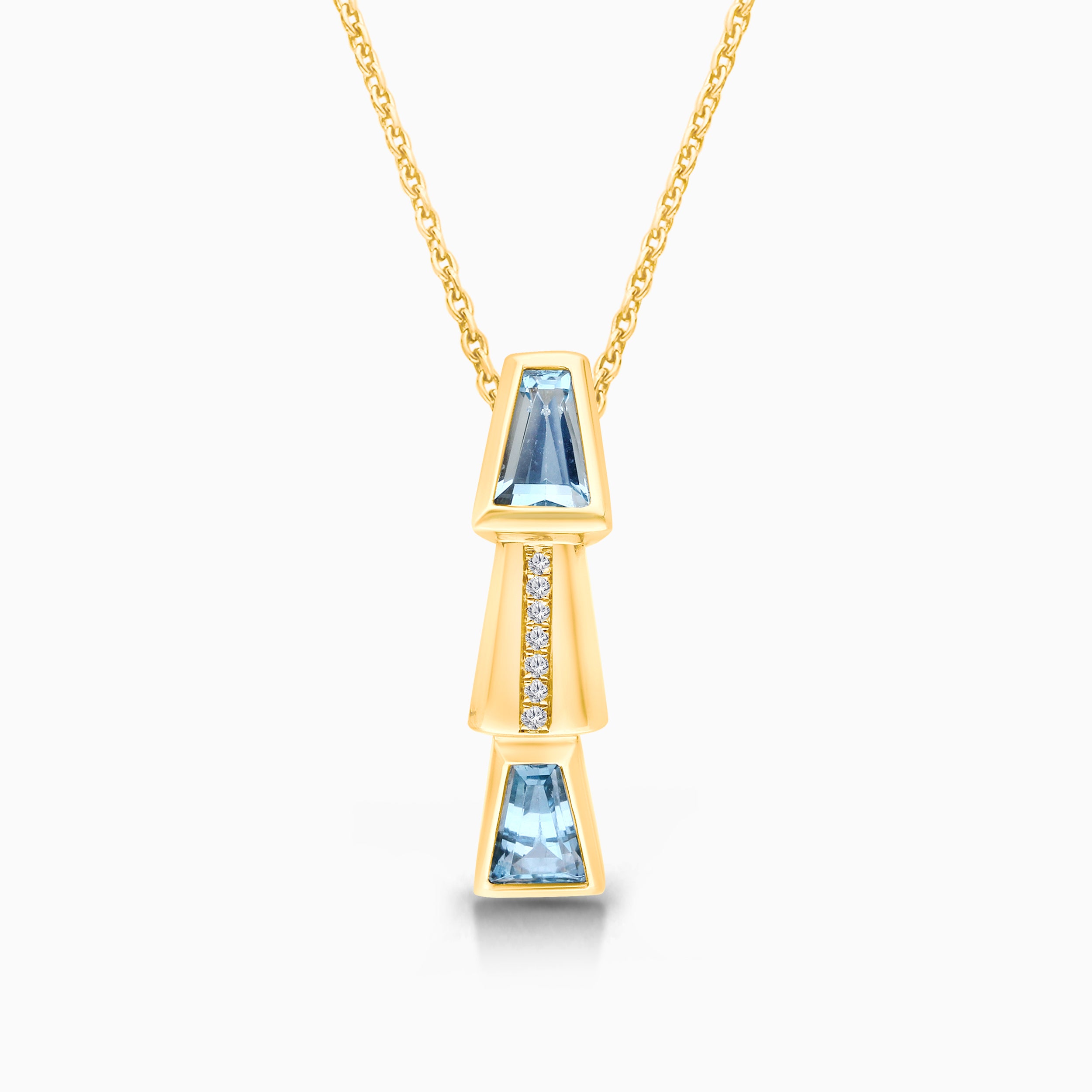 Tapered Baguette Blue Topaz Pendant
