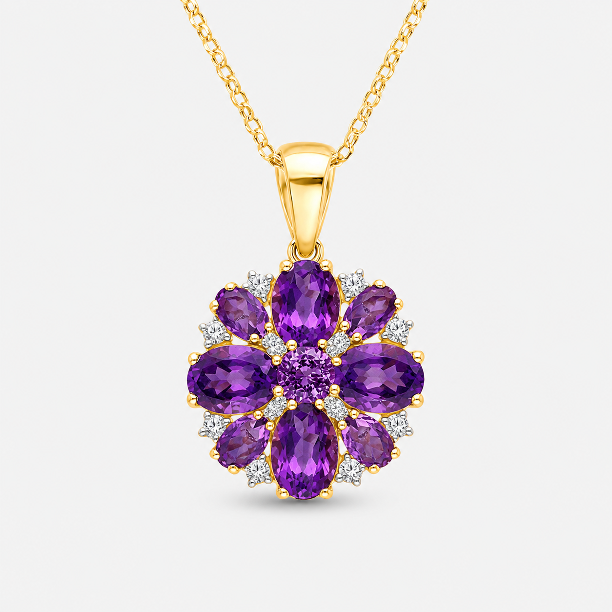 Peony Amethyst & Diamond Necklace Amethyst