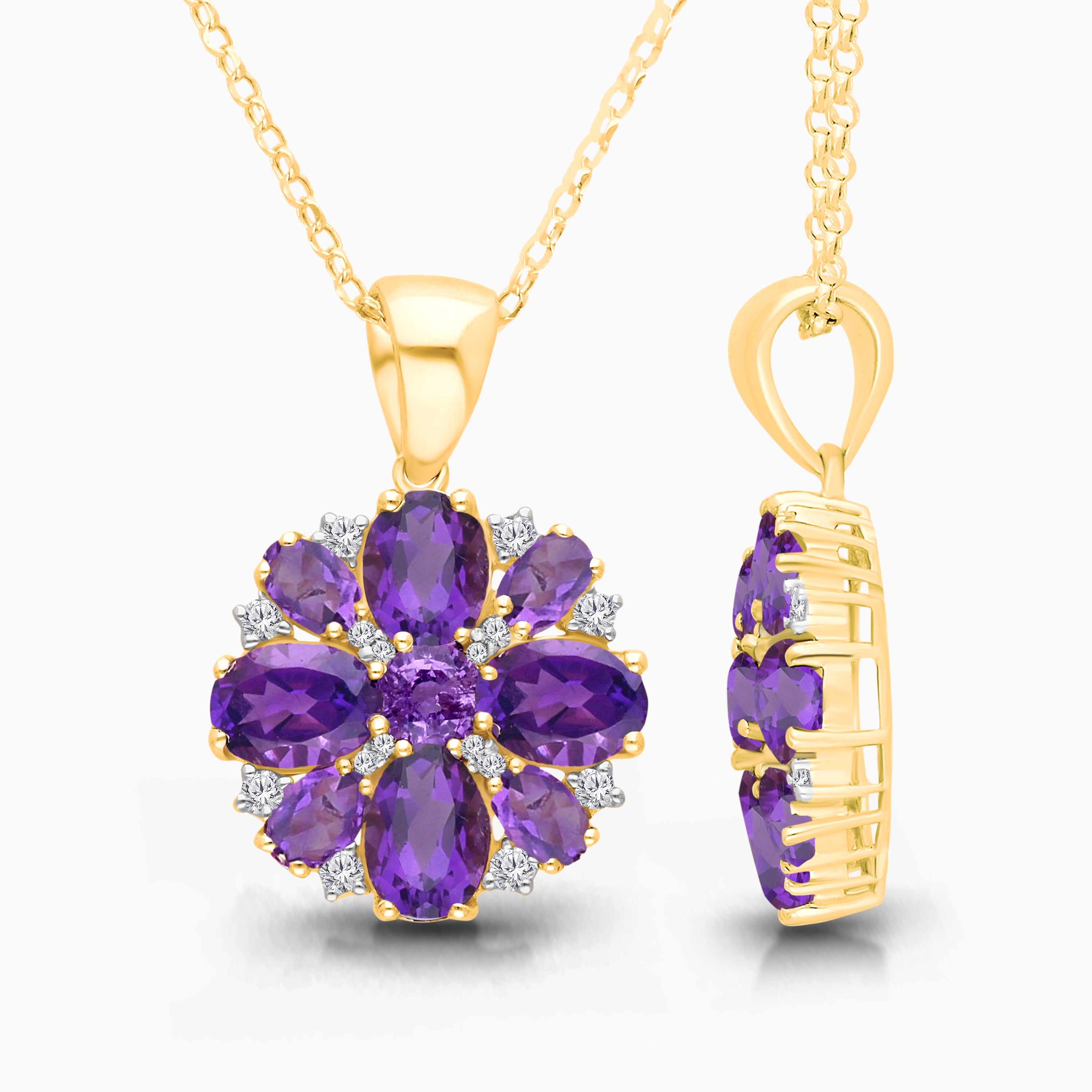 Peony Amethyst & Diamond Necklace