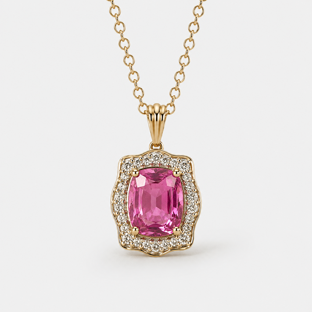 Certified Non Heat Pink Portrait Necklace