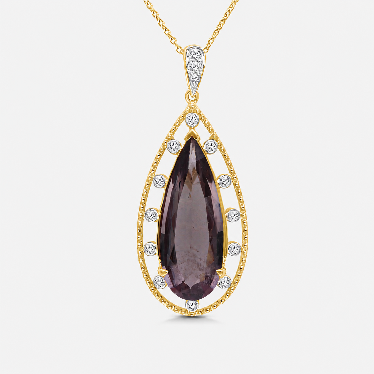 Elongated Pear Csarite & Diamond Necklace Csarite