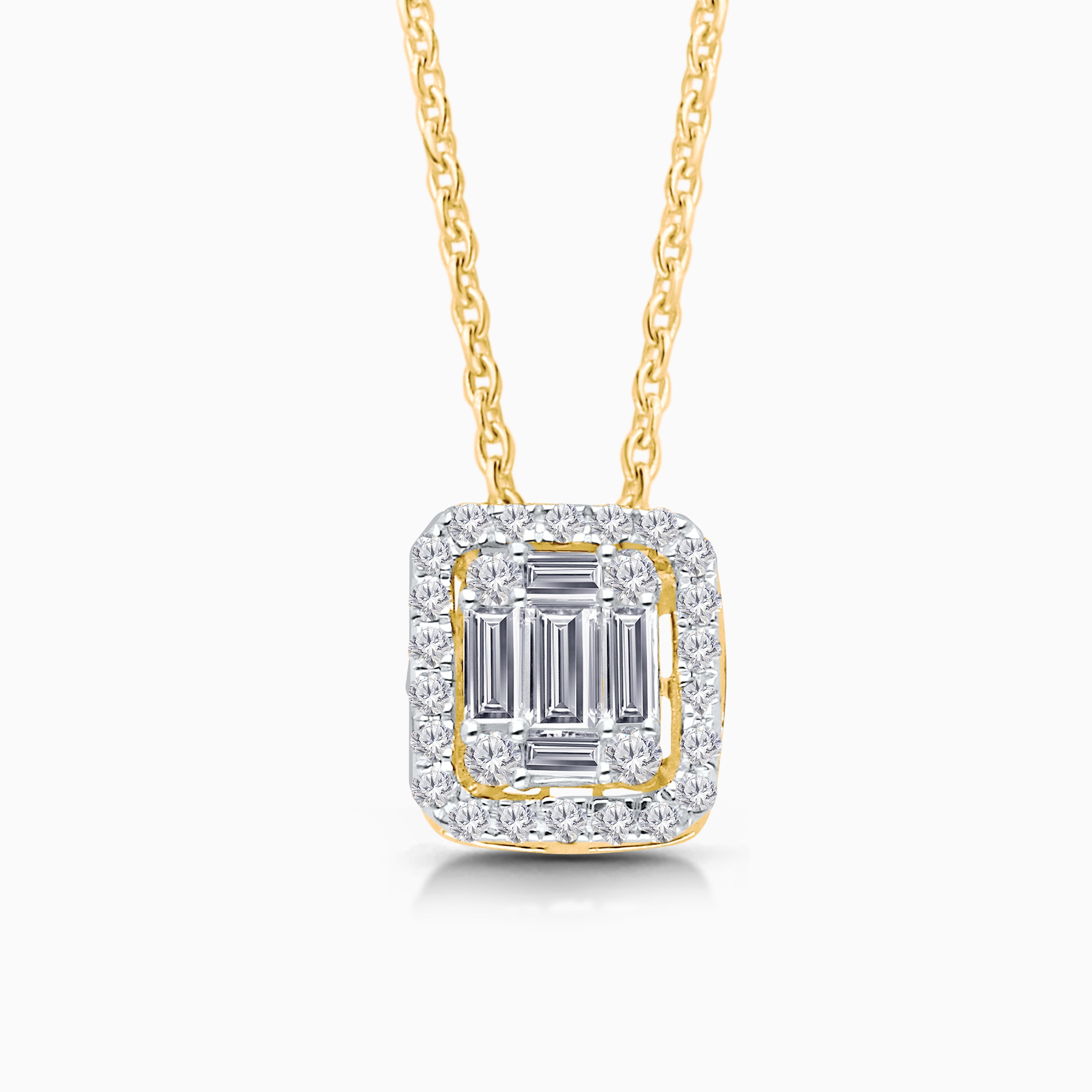 Yellow Gold Halo White Diamond Legendary Necklace