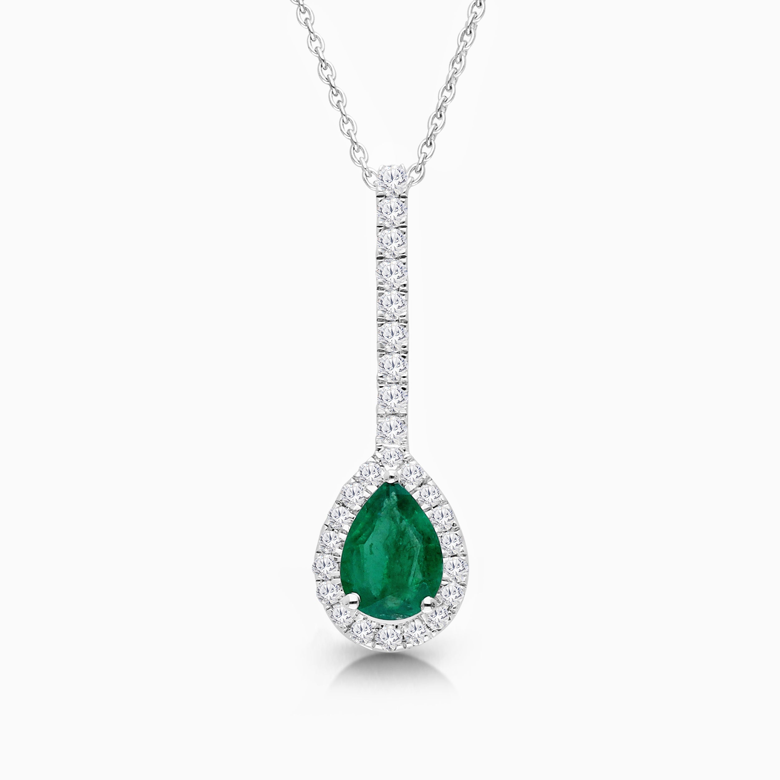 White Gold Diamond Emerald Pendant