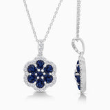 Blue Sapphire Diamond Flower Necklace