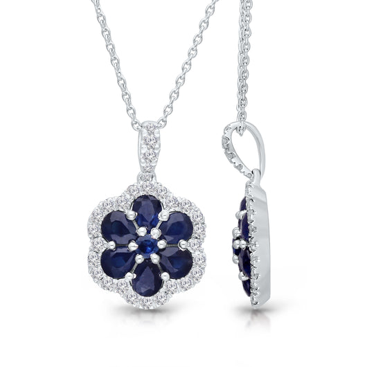 White Gold Sapphire & Diamond Heirloom Pendant