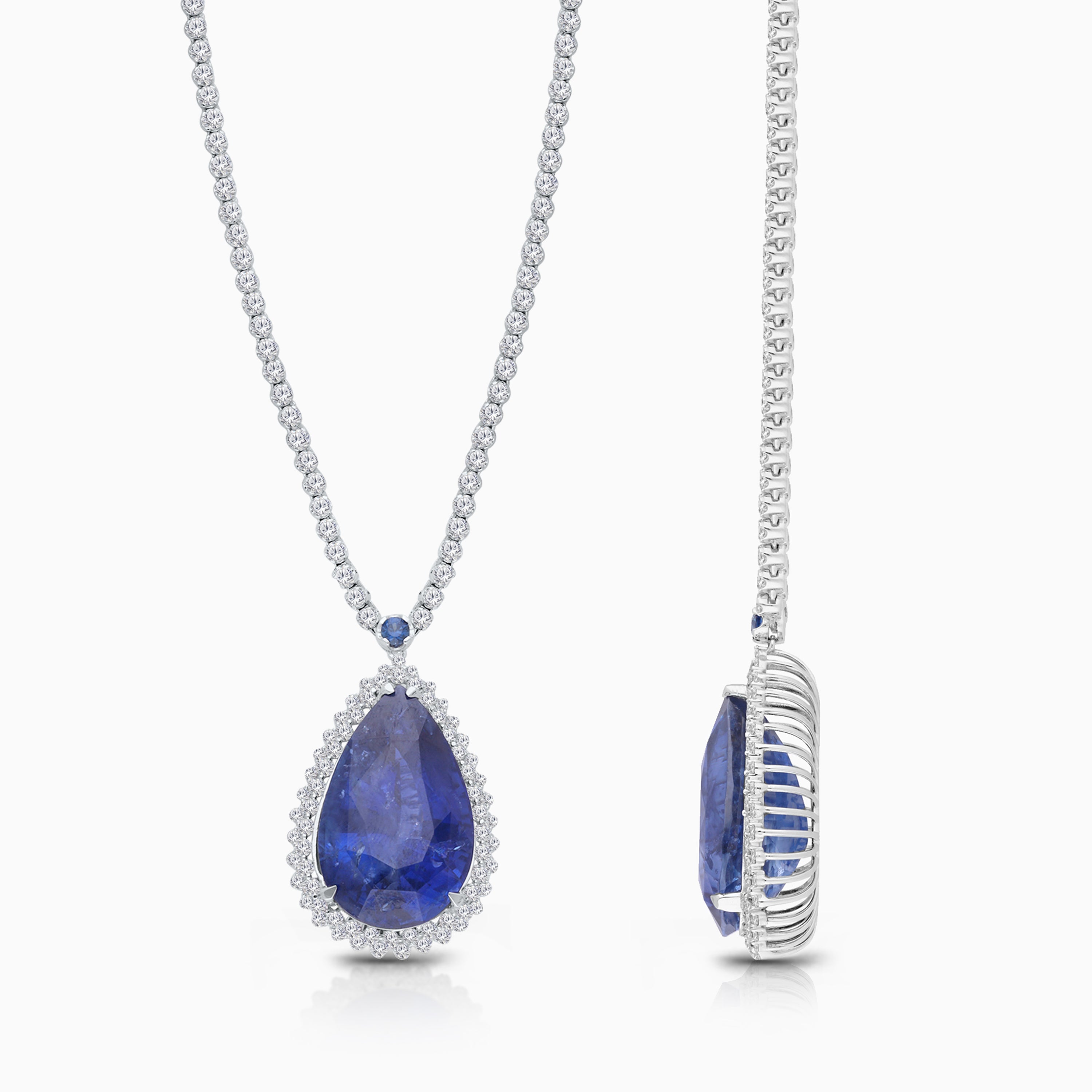 Titanic Sapphire & Diamond Drop Tennis Necklace