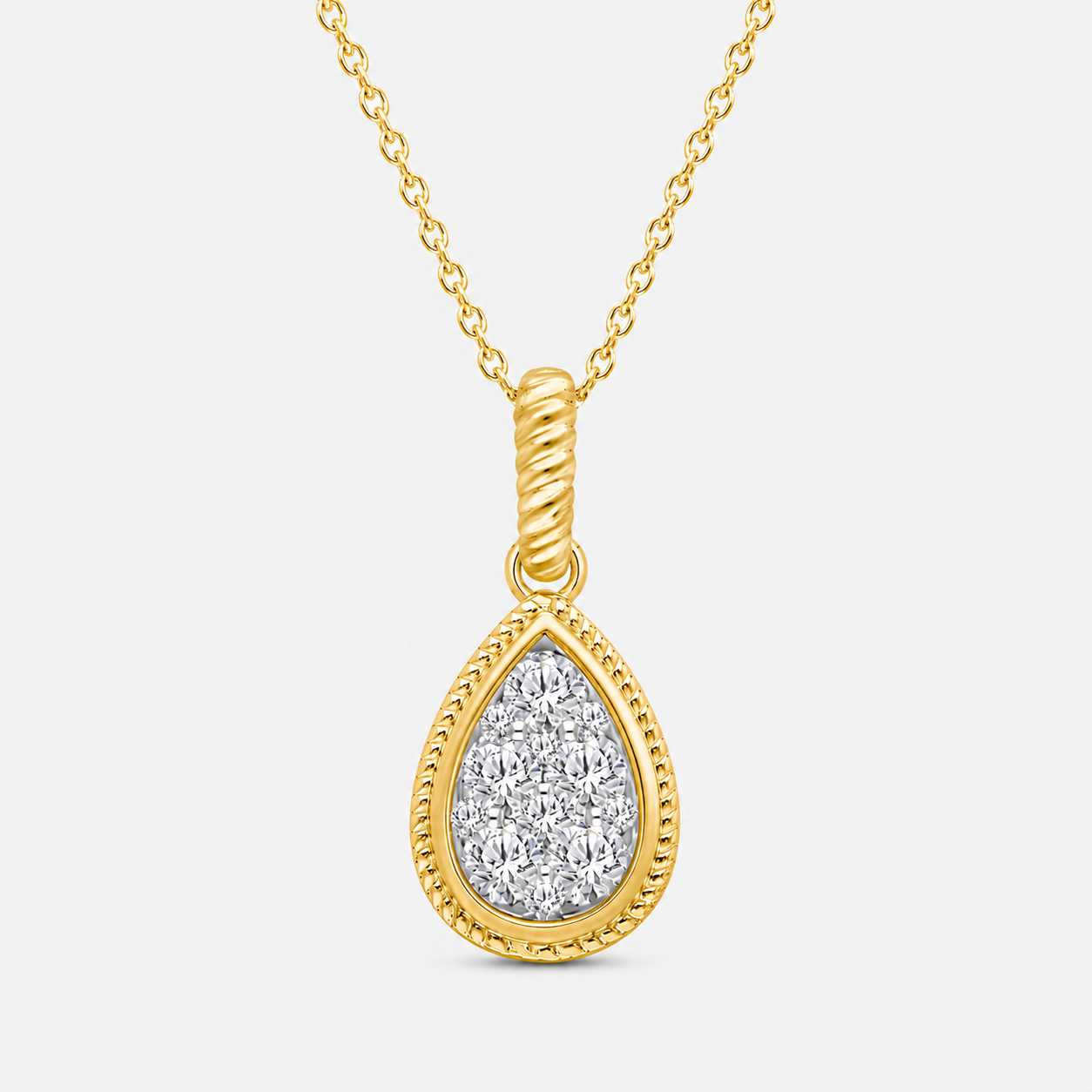 Pave Pear Diamond Pendant White Diamond