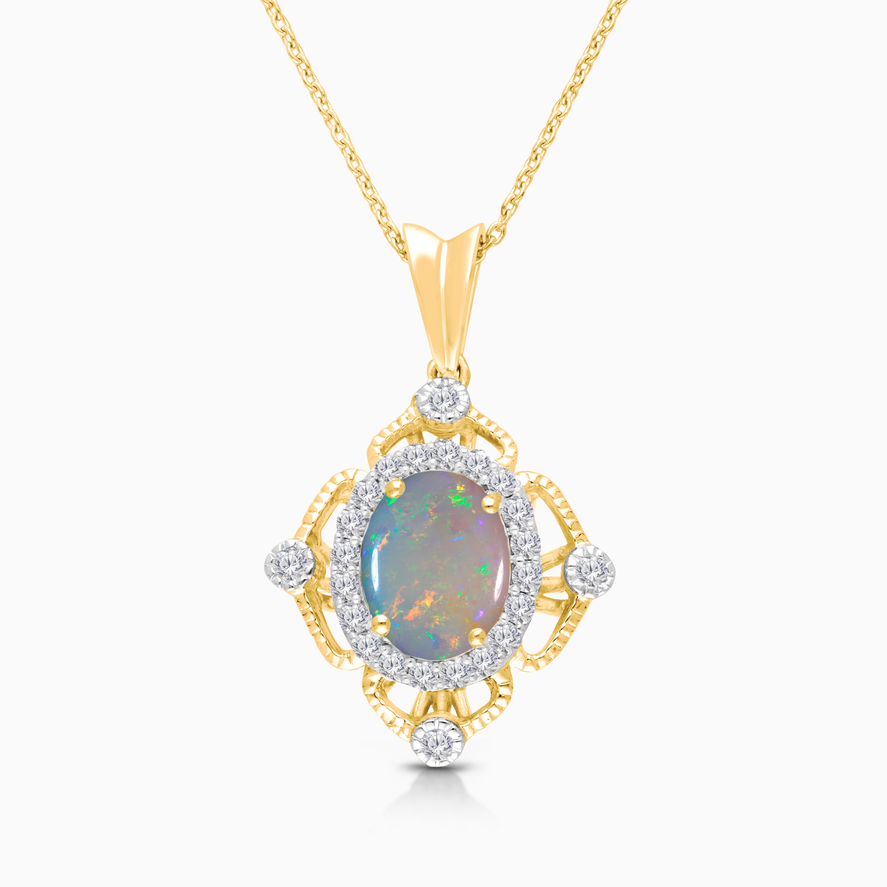 Vintage Frame Opal & Diamond Pendant