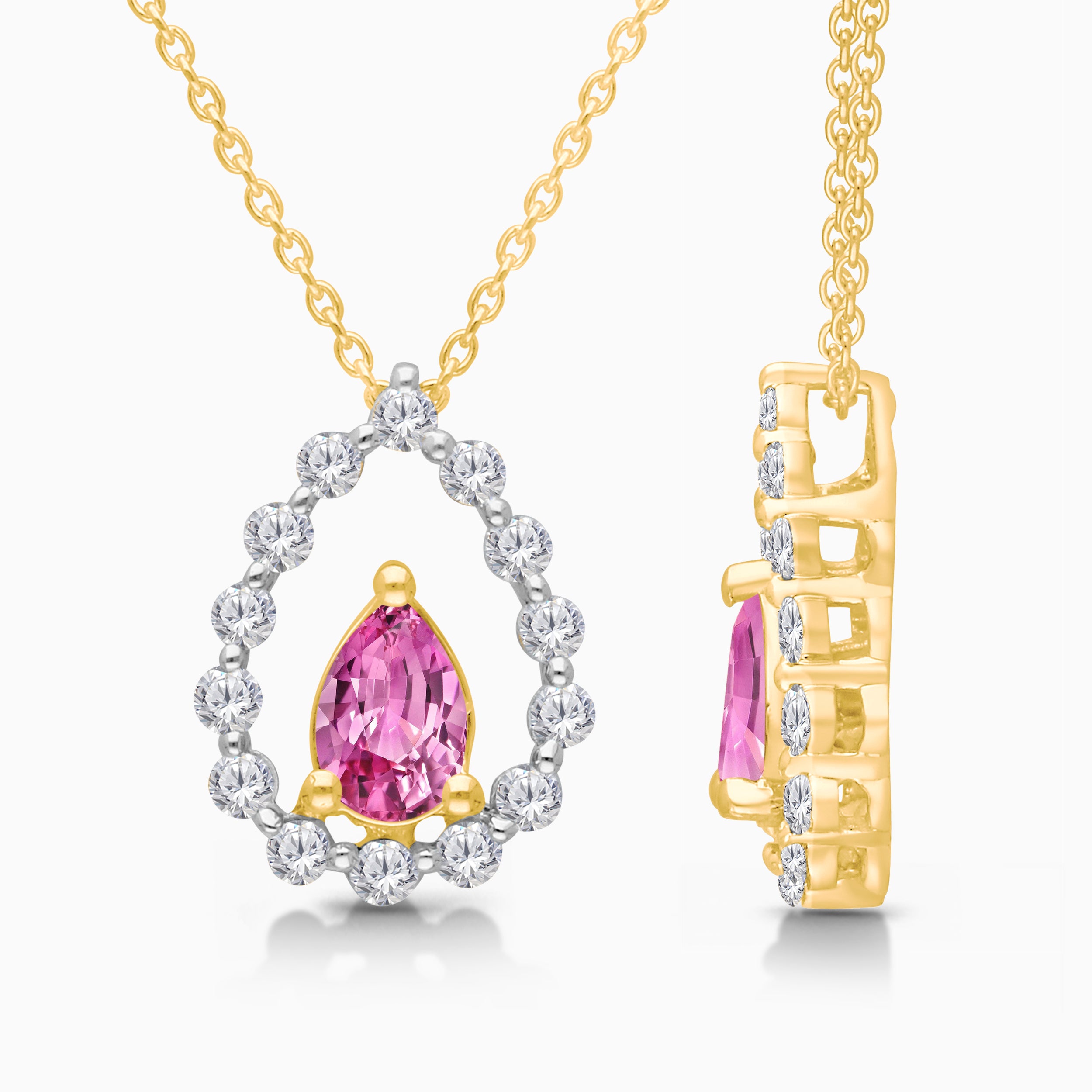 Perfect Pear Pink Sapphire Necklace
