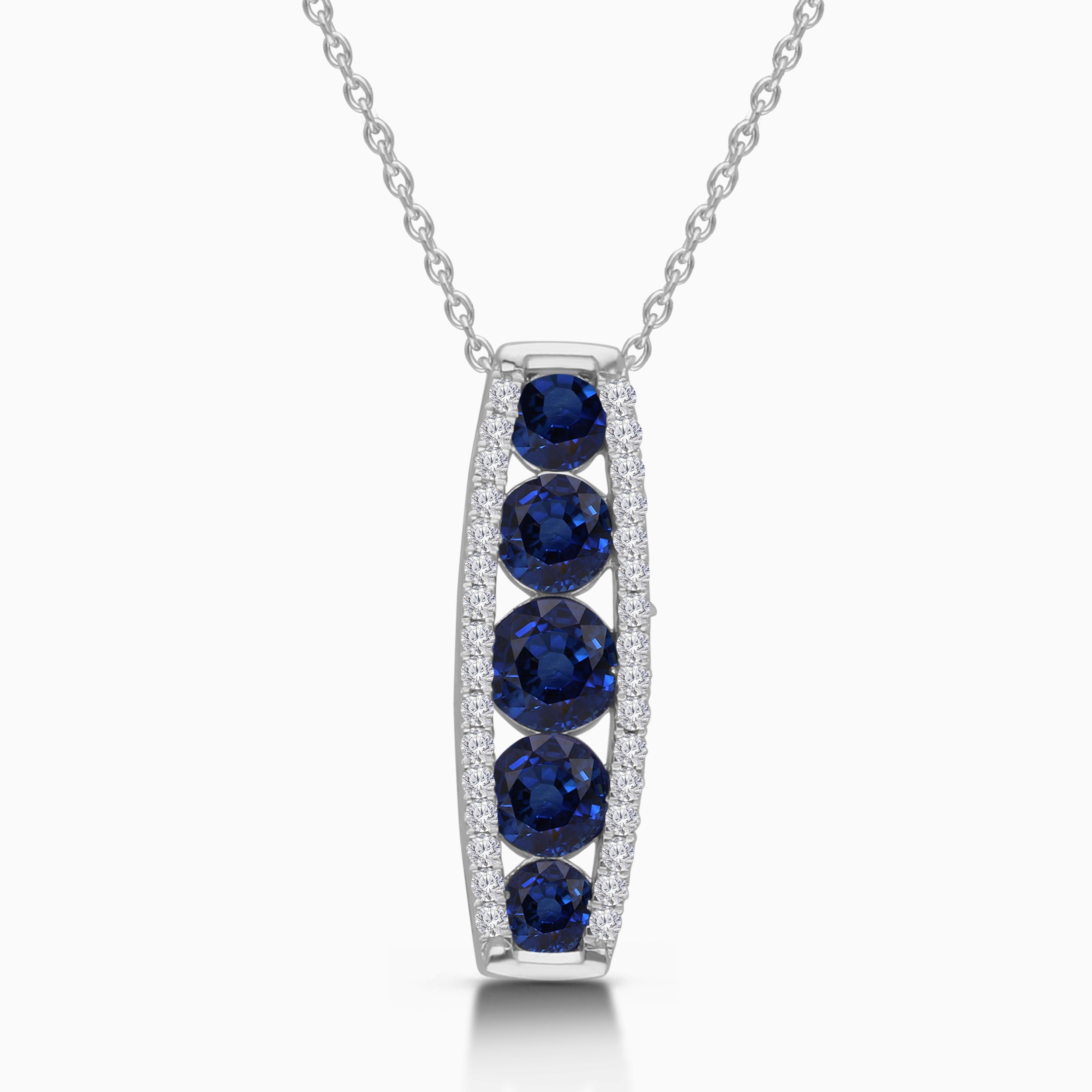 Graduated Blue Sapphire and Diamond Pendant