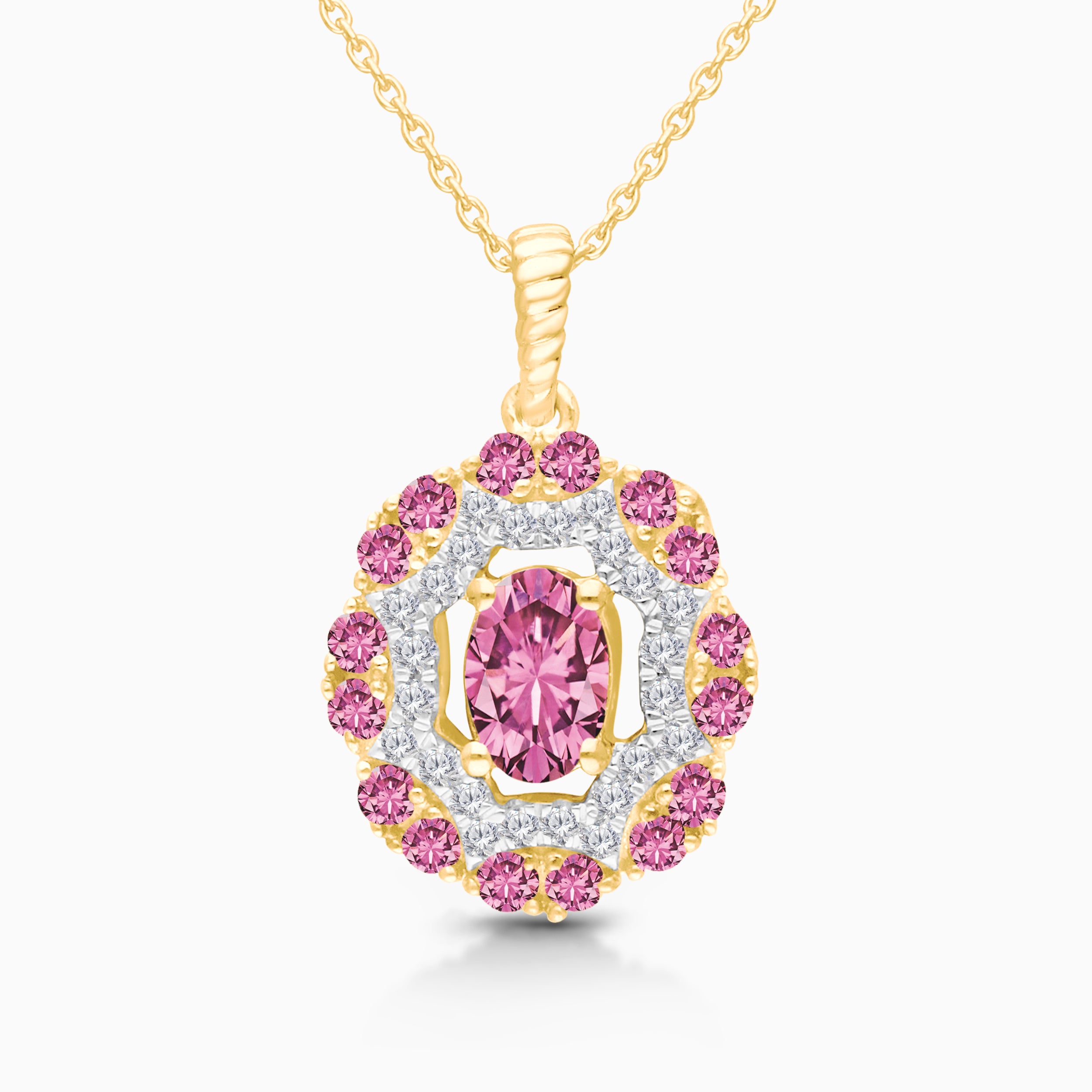 Pink Dream Dual Halo Necklace