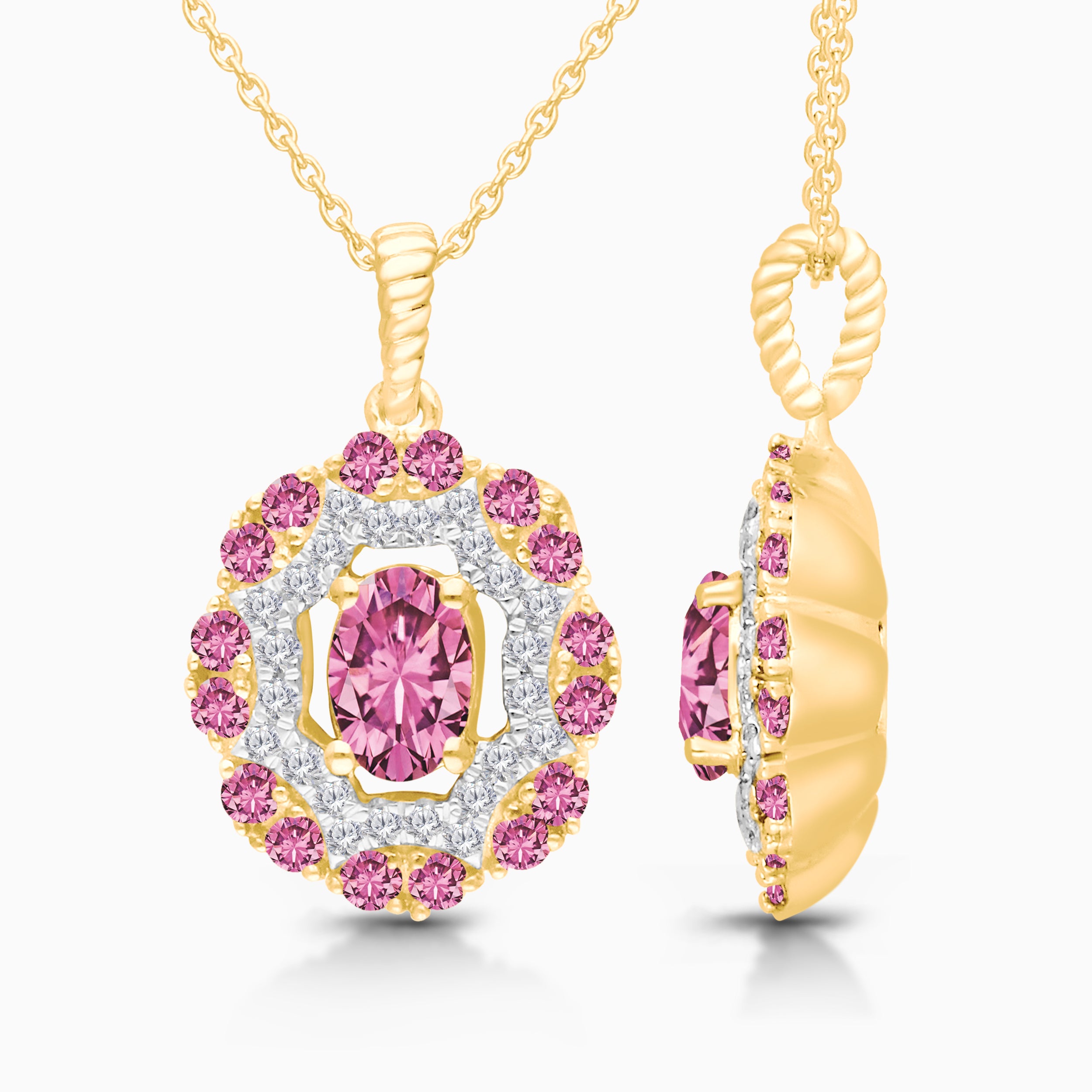 Pink Dream Dual Halo Necklace