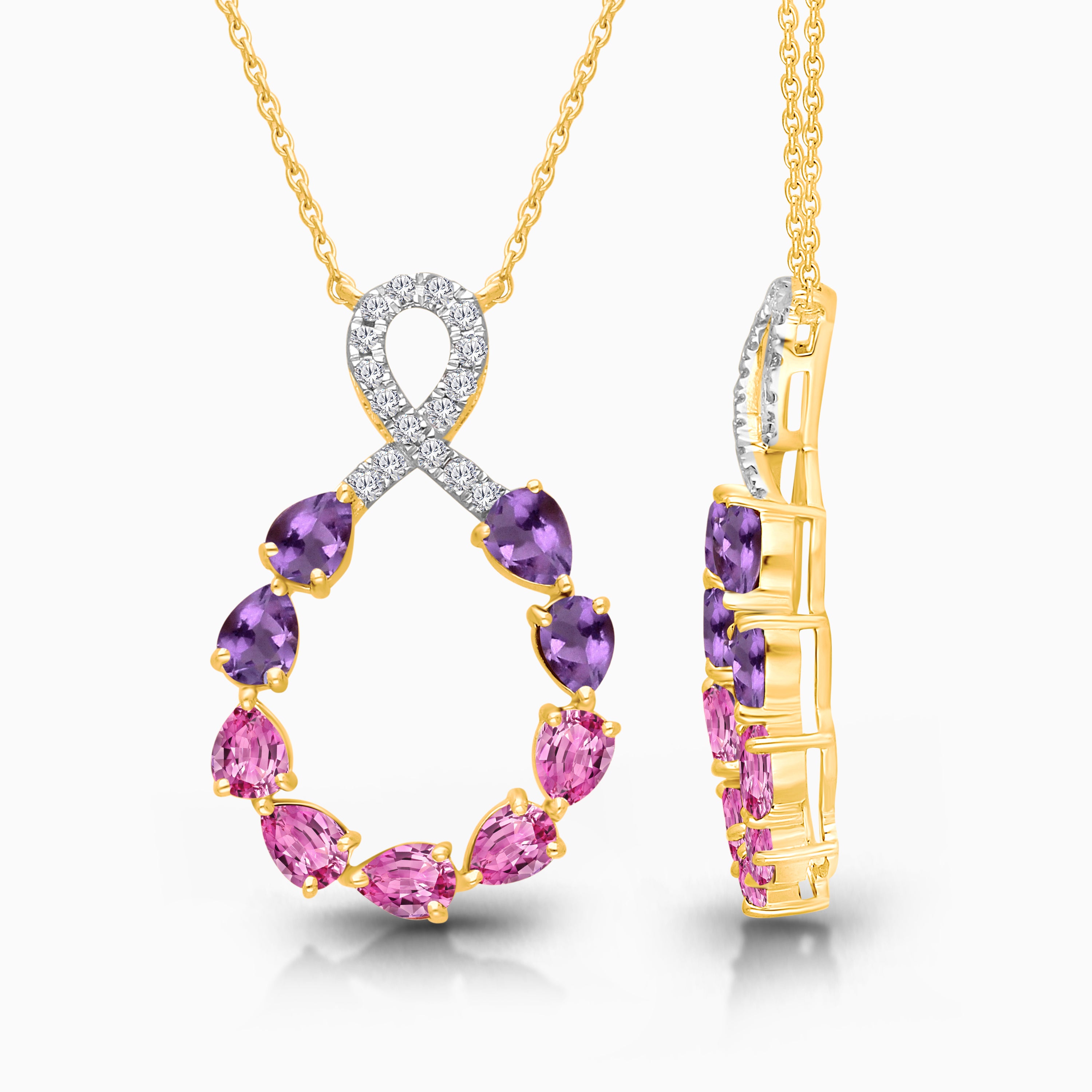 Swirling Love Amethyst & Sapphire Necklace