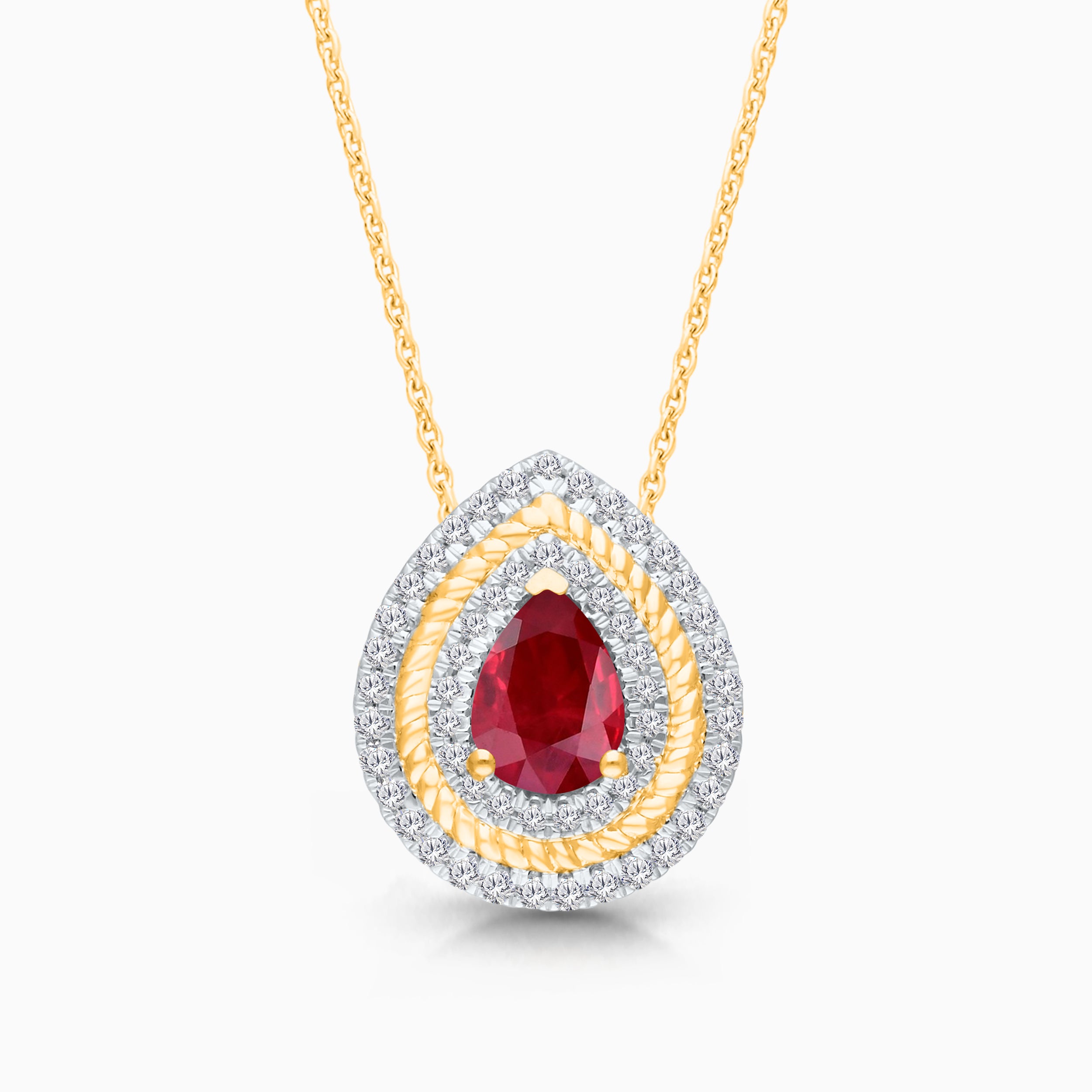 Pears Of Diamonds Ruby Pendant