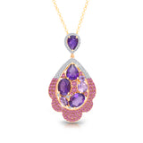 14kt Gold Multi Sapphire with White diamond Legendary  Pendant