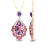 14kt Gold Multi Sapphire with White diamond Legendary  Pendant