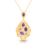 14kt Gold Multi Sapphire with White diamond Legendary  Pendant