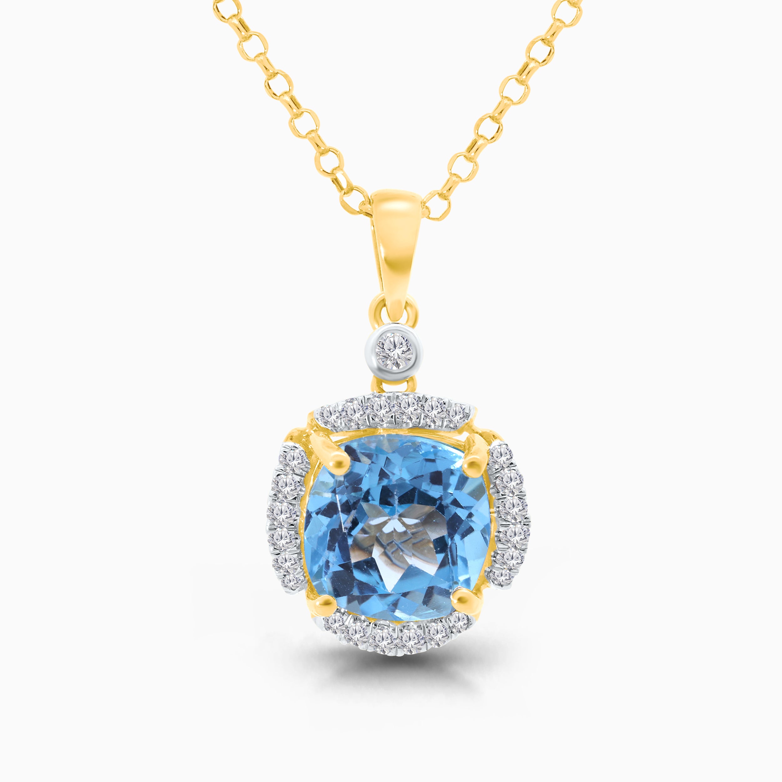 Cushiony Cloud Topaz & Diamond Pendant